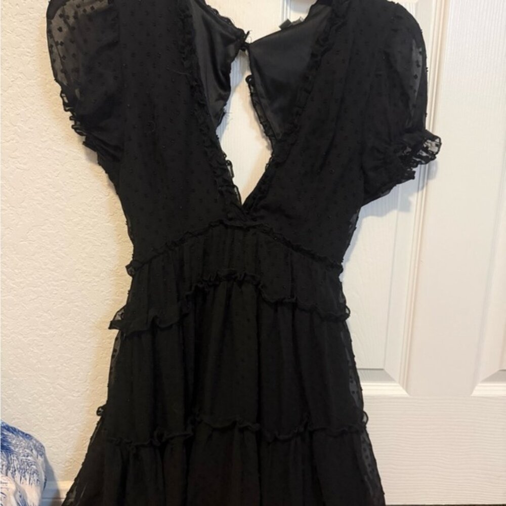 Justify Black Backless Dress with Ruffle Detail